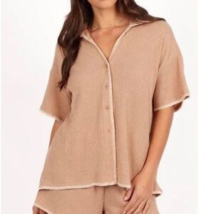 Petal & Pup Tan Button Down Shirt